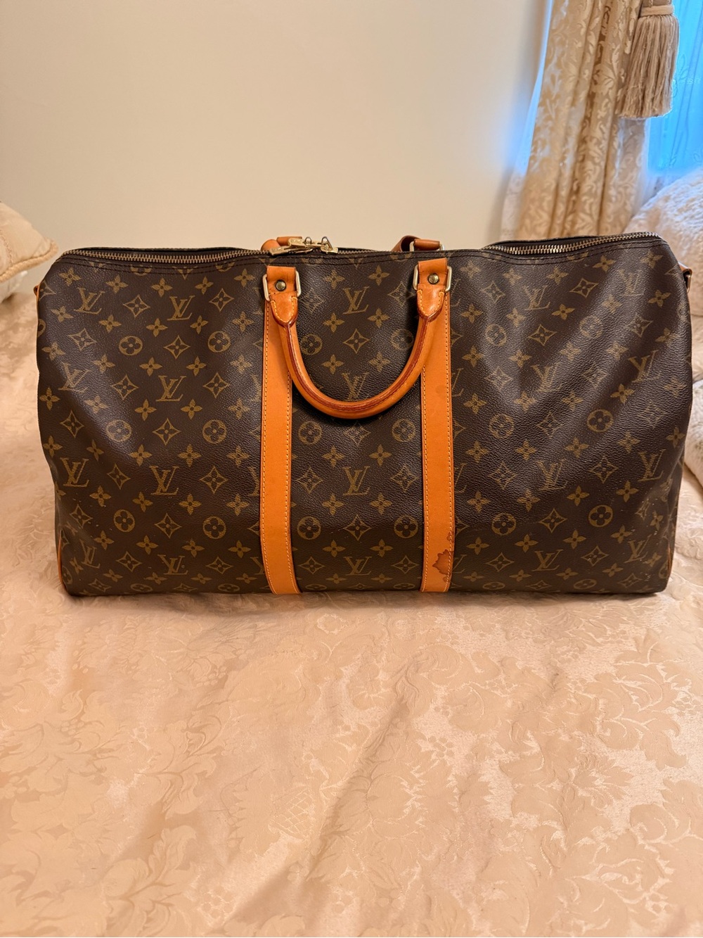 Louis Vuitton Monogram Keepall Duffel - Dark Brown with Tan Trim - Picture 2 of 5